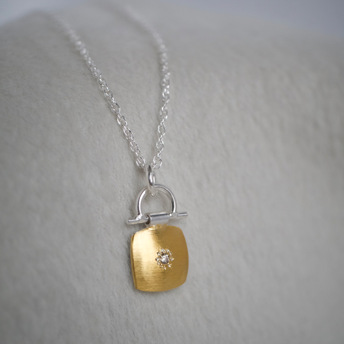 Cushion Keum Boo Cognac Diamond Pendant Necklace