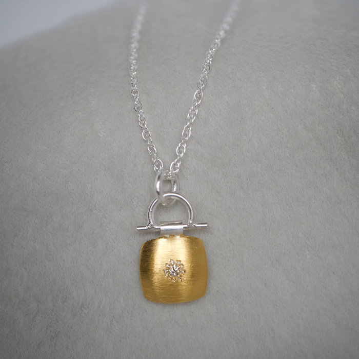 Cushion Keum Boo Cognac Diamond Pendant Necklace