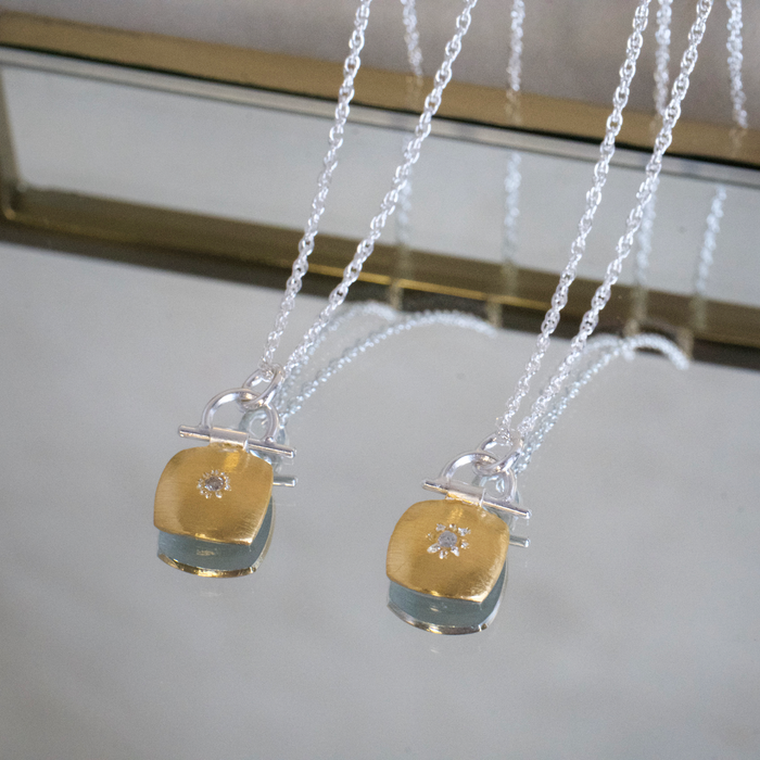 Cushion Keum Boo Cognac Diamond Pendant Necklace
