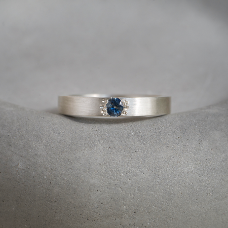 Cornflower blue sapphire argentium silver ring from Natalie Vernazza Jewellery.