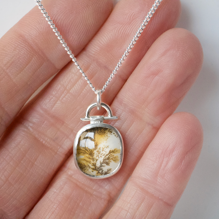 Autumn Dendritic Agate Quartz Pendant Sterling Silver