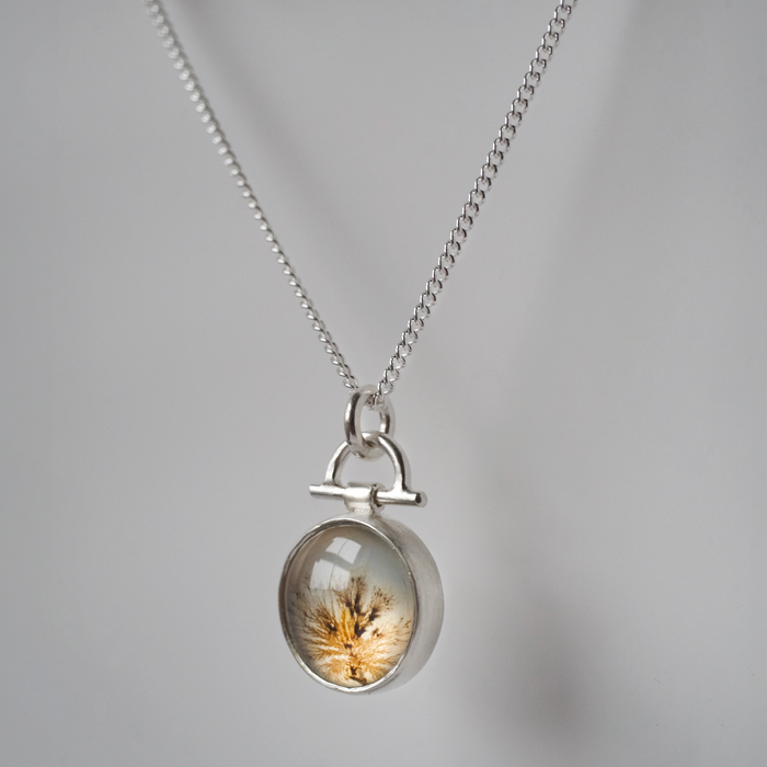 Dandelion Handmade Dendritic Agate Silver Pendant