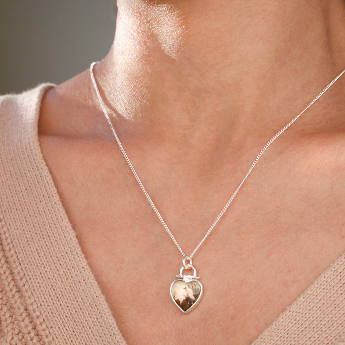 Dendritic Agate Necklace | Glowing Heart