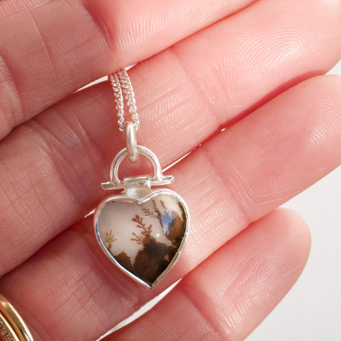Dendritic Agate Necklace | Glowing Heart
