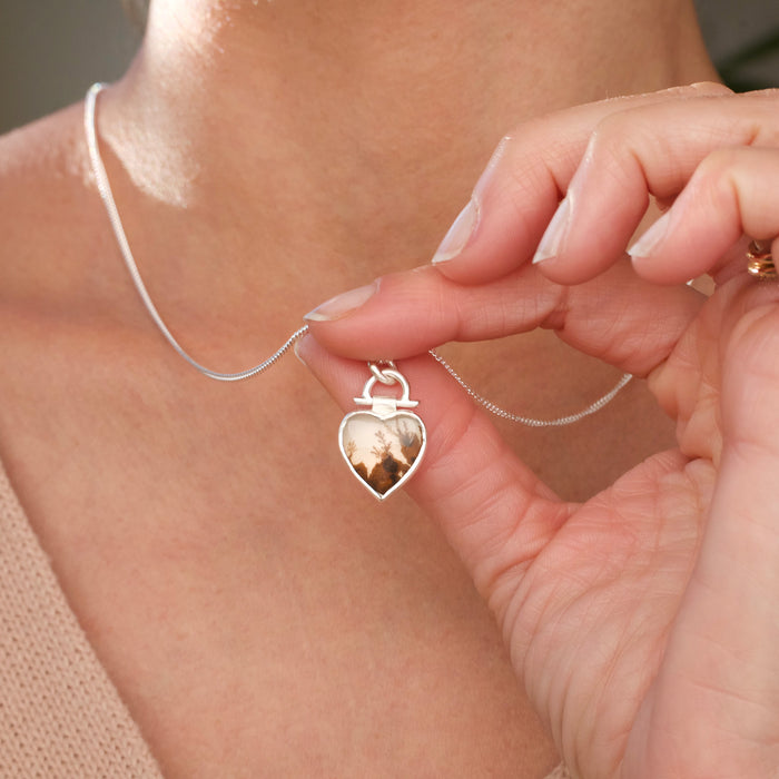 Dendritic Agate Necklace | Glowing Heart