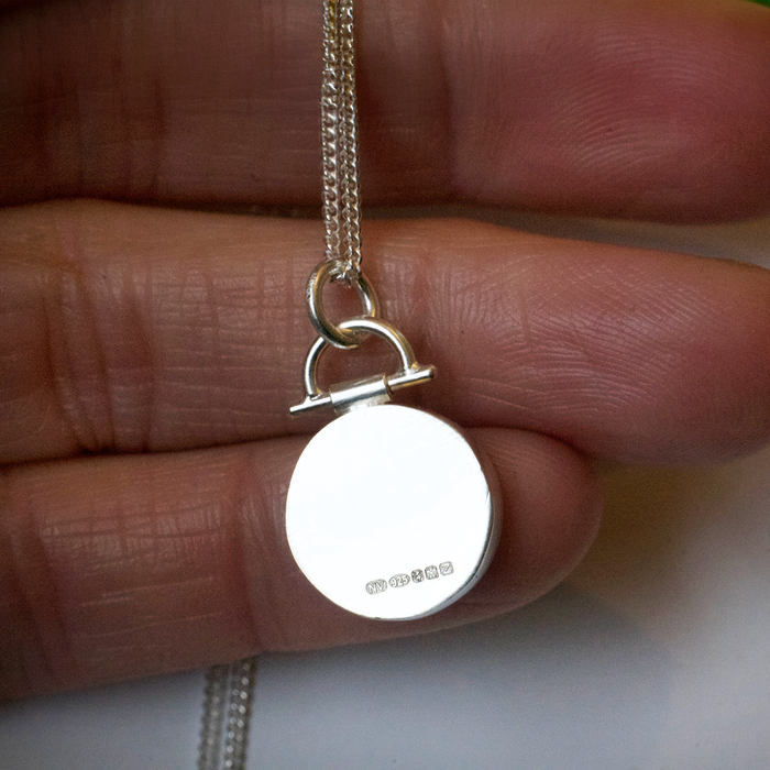 Minimal dendritic agate sterling silver handmade pendant
