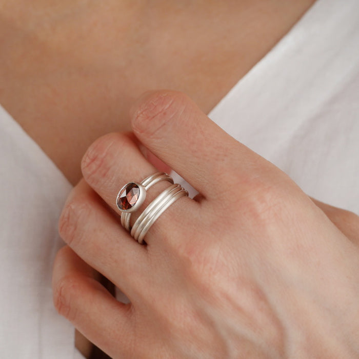 Peach Zircon Double Ring | Size N 1/2