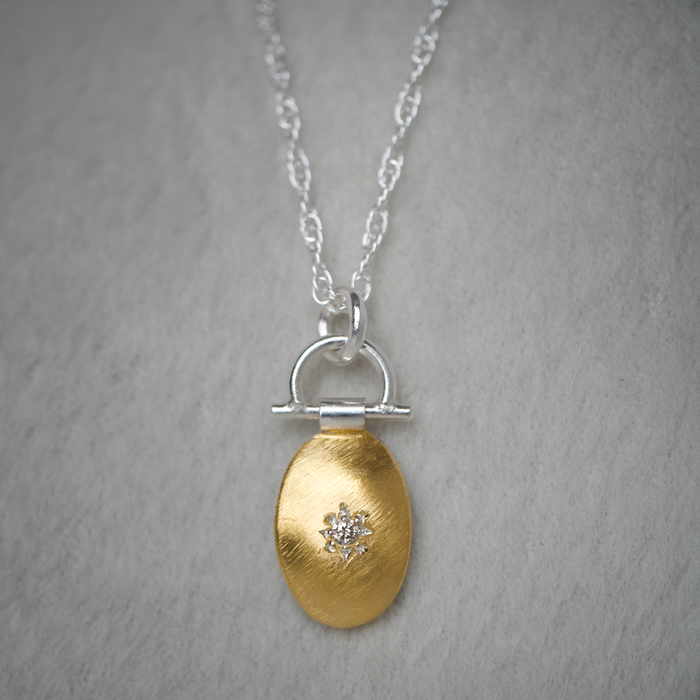 Oval Keum Boo Cognac Diamond Pendant Necklace