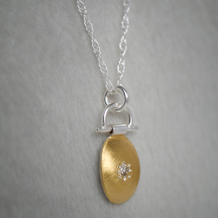 Oval Keum Boo Cognac Diamond Pendant Necklace