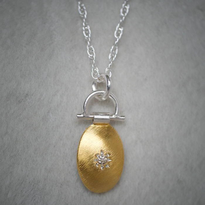 Oval Keum Boo Cognac Diamond Pendant Necklace