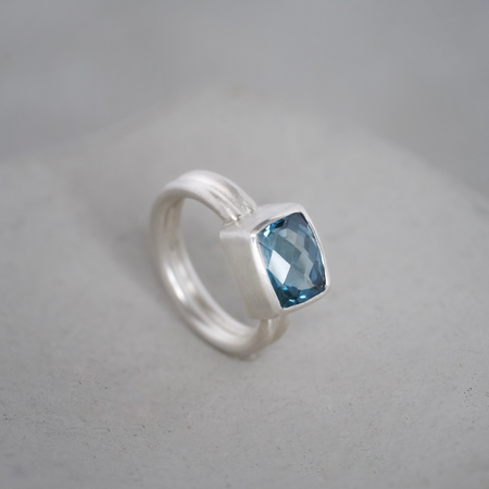 London Blue Rose Cut Topaz Ring