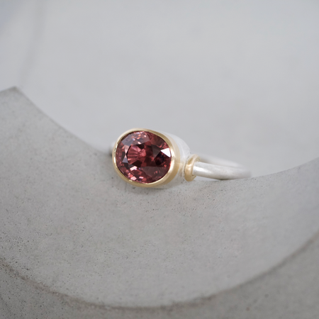 Malay Zircon, 18ct gold and argentium silver
