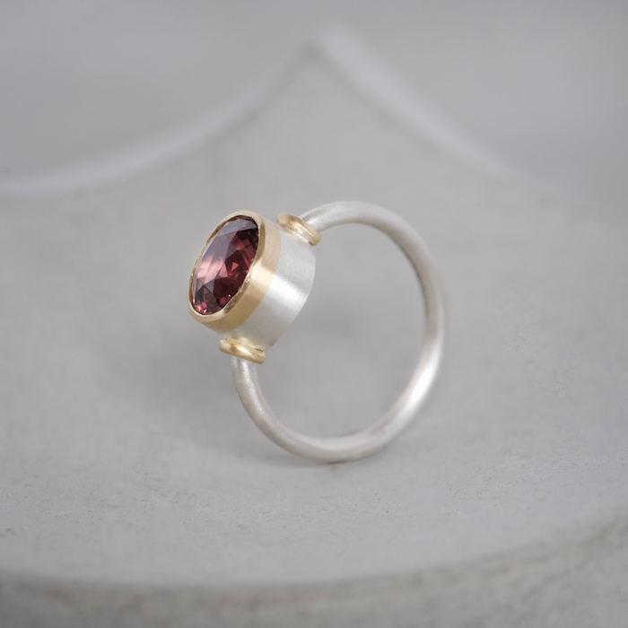 Malay Zircon, 18ct gold and argentium silver