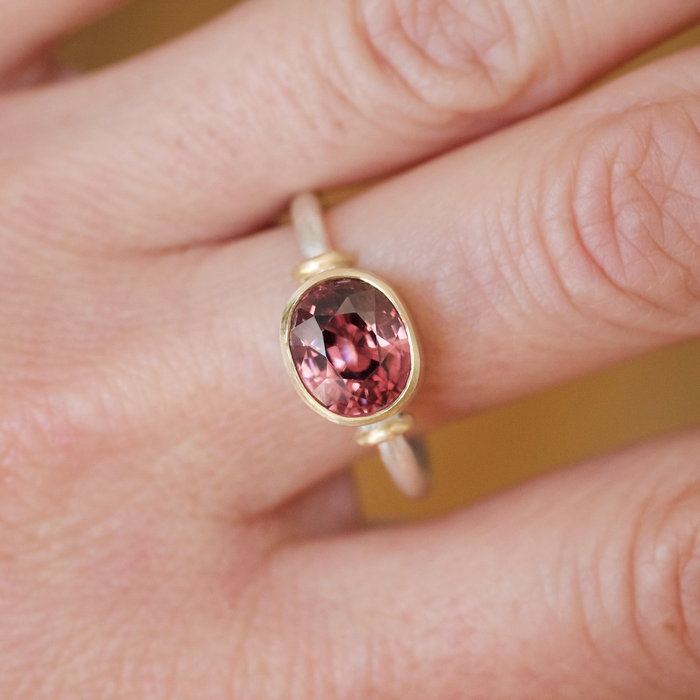 Malay Zircon, 18ct gold and argentium silver