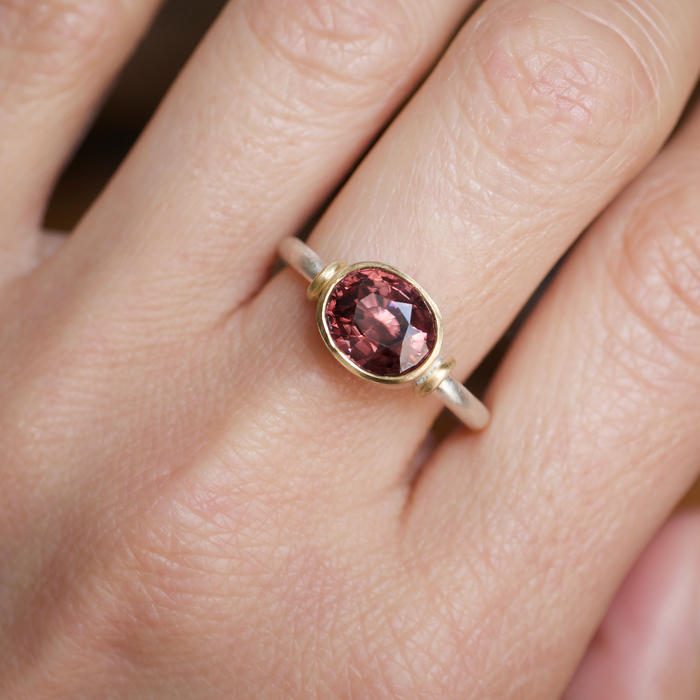 Malay Zircon, 18ct gold and argentium silver