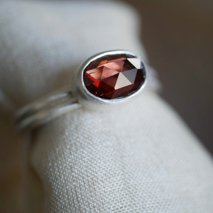 Peach Zircon Double Ring | Size N 1/2