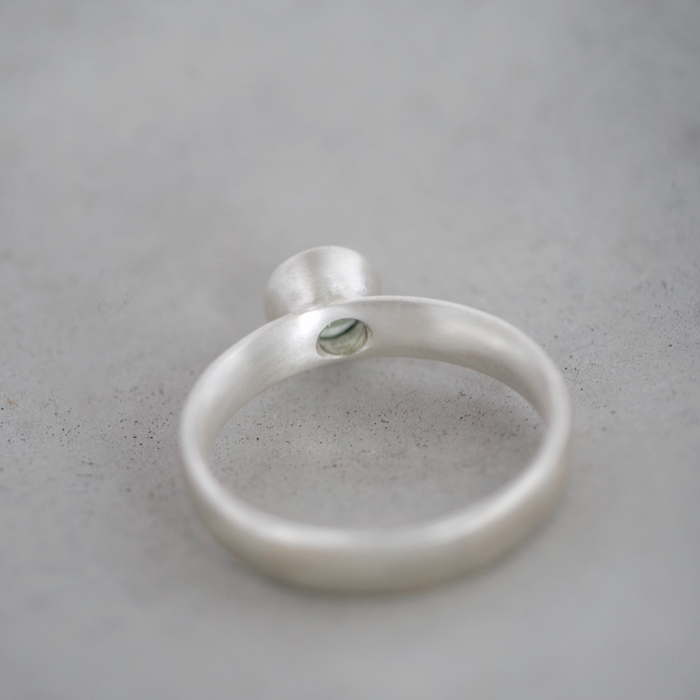 Sage Green Natural Zircon Court Ring | Size O