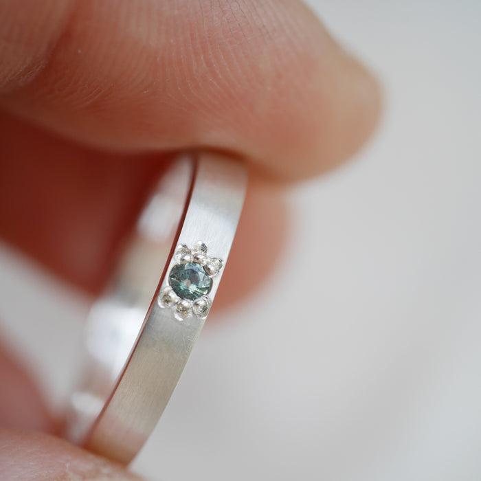 Star Teal Sapphire Ring | Size M