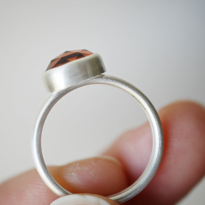 Peach Zircon Double Ring | Size N 1/2