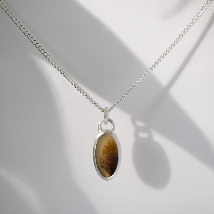 Dendritic Agate Pendant, Feather