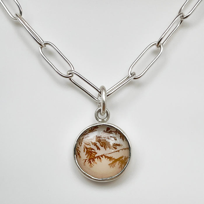 Dendritic Agate Quartz Pendant, Evergreen