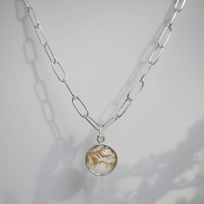 Dendritic Agate Quartz Pendant, Evergreen