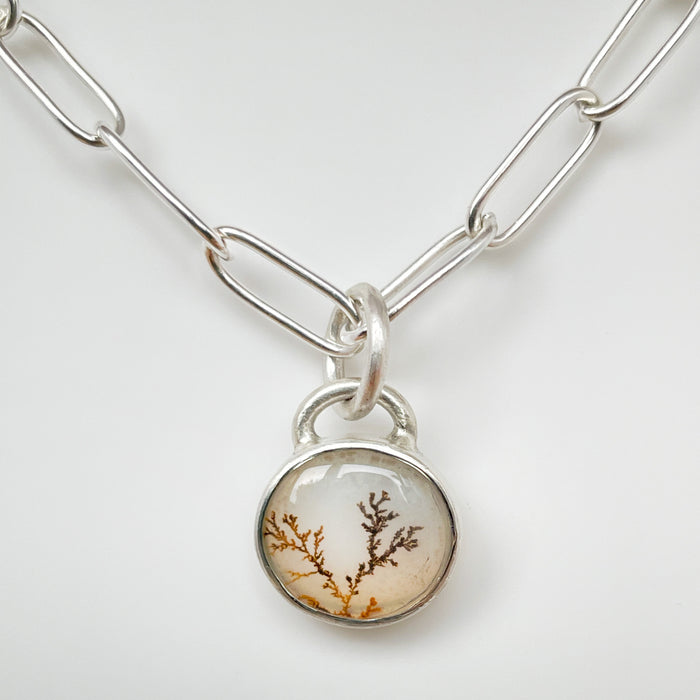 Dendritic Agate Quartz Pendant, Lichen