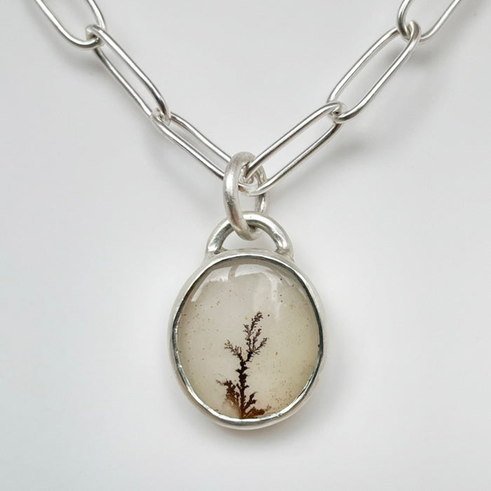 Dendritic Agate Quartz Pendant, Winter