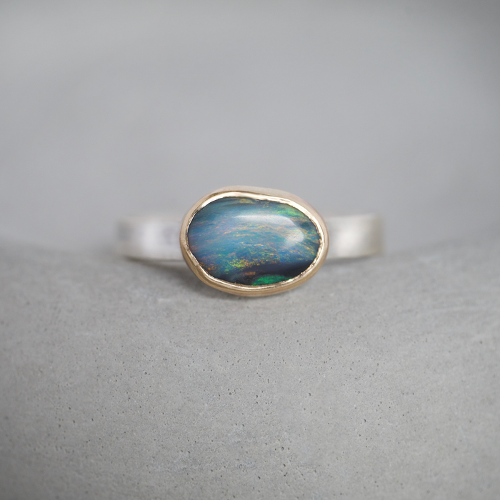 Boulder Opal Ring, 9ct Yellow Gold and Silver