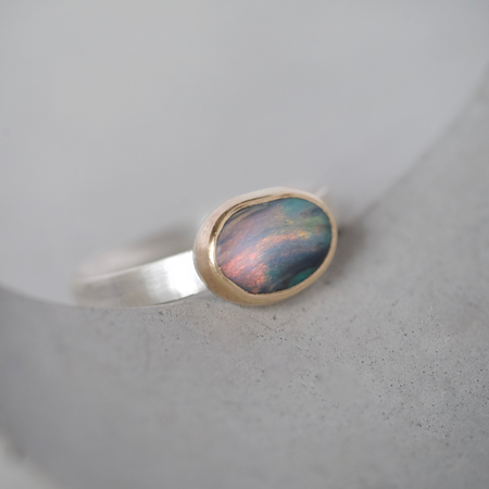 Boulder Opal Ring, 9ct Yellow Gold and Silver