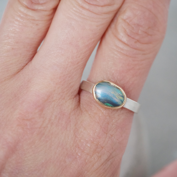 Boulder Opal Ring, 9ct Yellow Gold and Silver