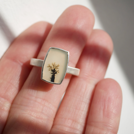 Dendritic Agate Ring Lone Tree