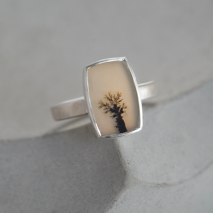 Dendritic Agate Ring Lone Tree