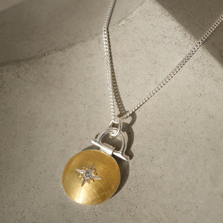 Star Set Diamond 24ct gold keum boo sterling silver pendant necklace Natalie Vernazza elegant contemporary jewellery