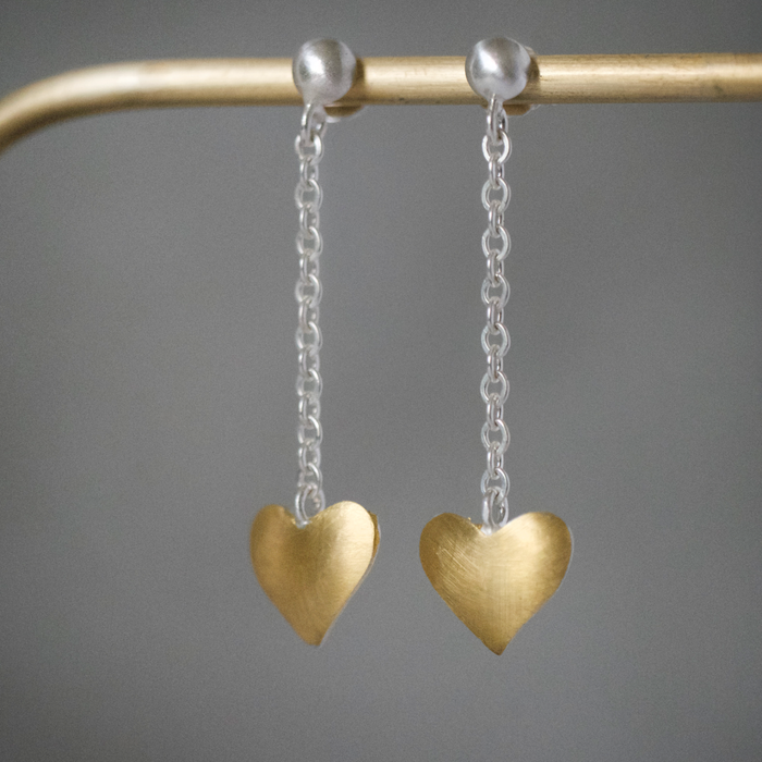 Keum Boo Heart Drop Earrings