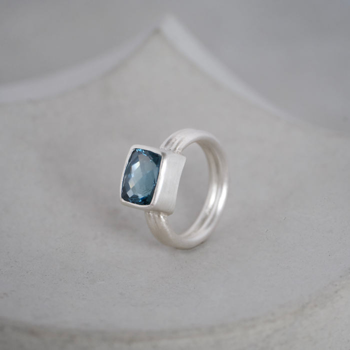 London Blue Rose Cut Topaz Ring