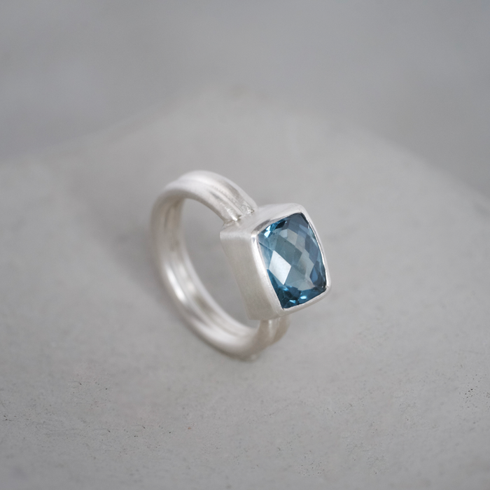 London Blue Rose Cut Topaz Ring