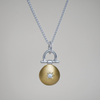 24ct gold keum boo round pendant, set with a white moissanite gemstone