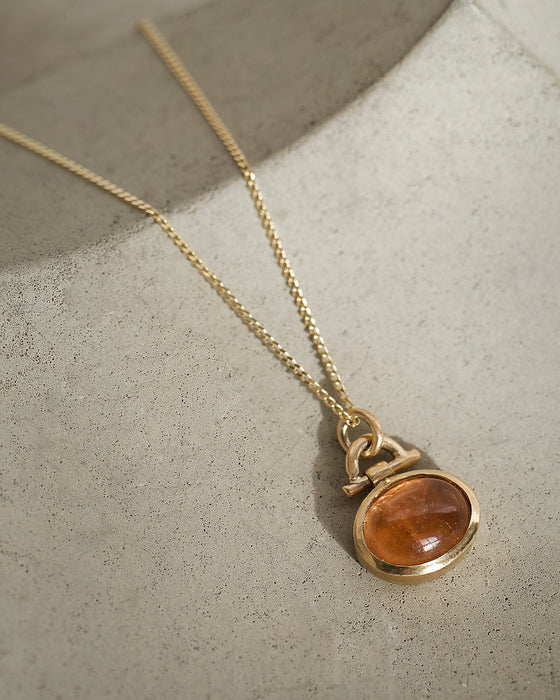 Amber Tourmaline 9ct Gold Pendant Necklace
