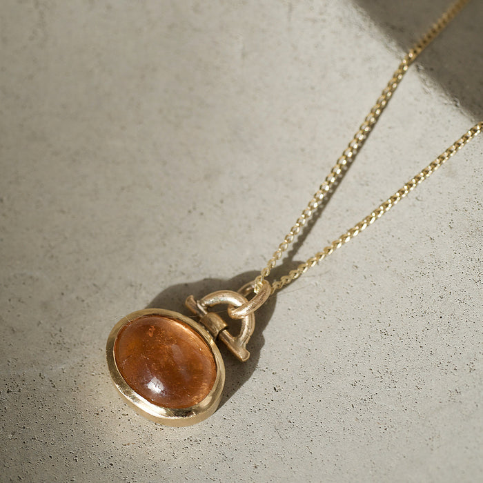 Amber Tourmaline 9ct Gold Pendant Necklace