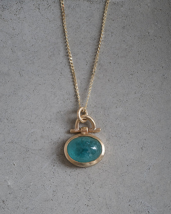 Aqua tourmaline solid gold necklace by Natalie Vernazza