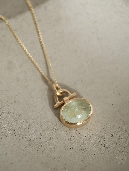 Mint Tourmaline 9ct Gold Pendant Necklace