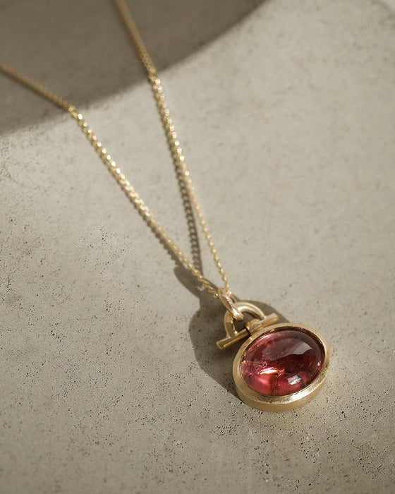 Pink tourmaline and gold necklace