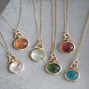 Tourmaline gold pendant necklaces, custom jewellery Natalie Vernazza