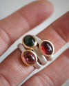Group of tourmaline mixed metal rings Natalie Vernazza custom jewellery