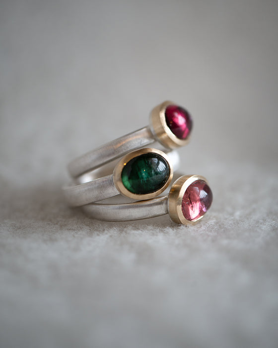 Tourmaline rings by Natalie Vernazza custom jewellery