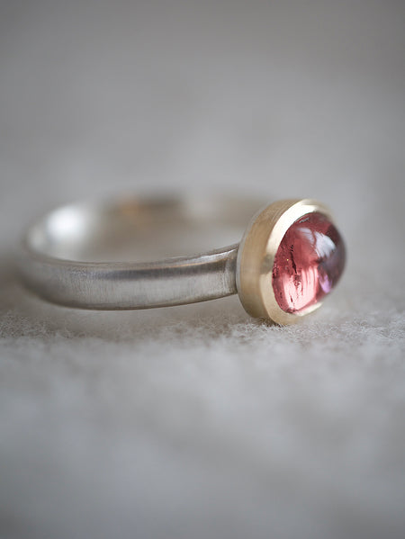 Natalie Vernazza custom jewellery pink tourmaline mixed metal ring