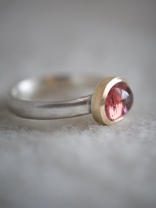 Natalie Vernazza custom jewellery pink tourmaline mixed metal ring