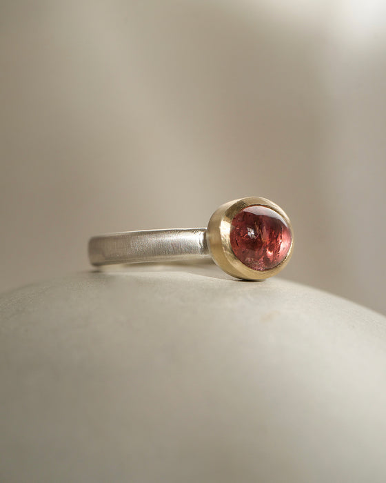 Pink tourmaline gold silver mixed metal ring by Natalie Vernazza