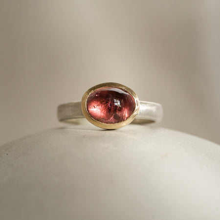 Natalie Vernazza custom jewellery pink tourmaline mixed metal ring
